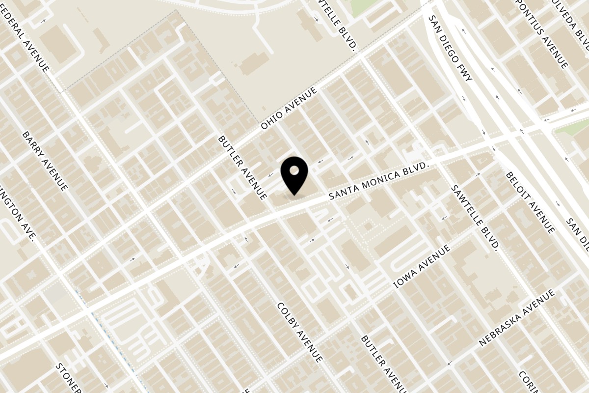 Map showing the location of My Lai Kitchen on 11419 Santa Monica Blvd in Los Angeles